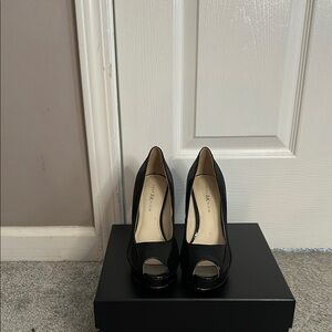Anne Klein Black Stiletto Heels with Peep Toe ( Pre owned)